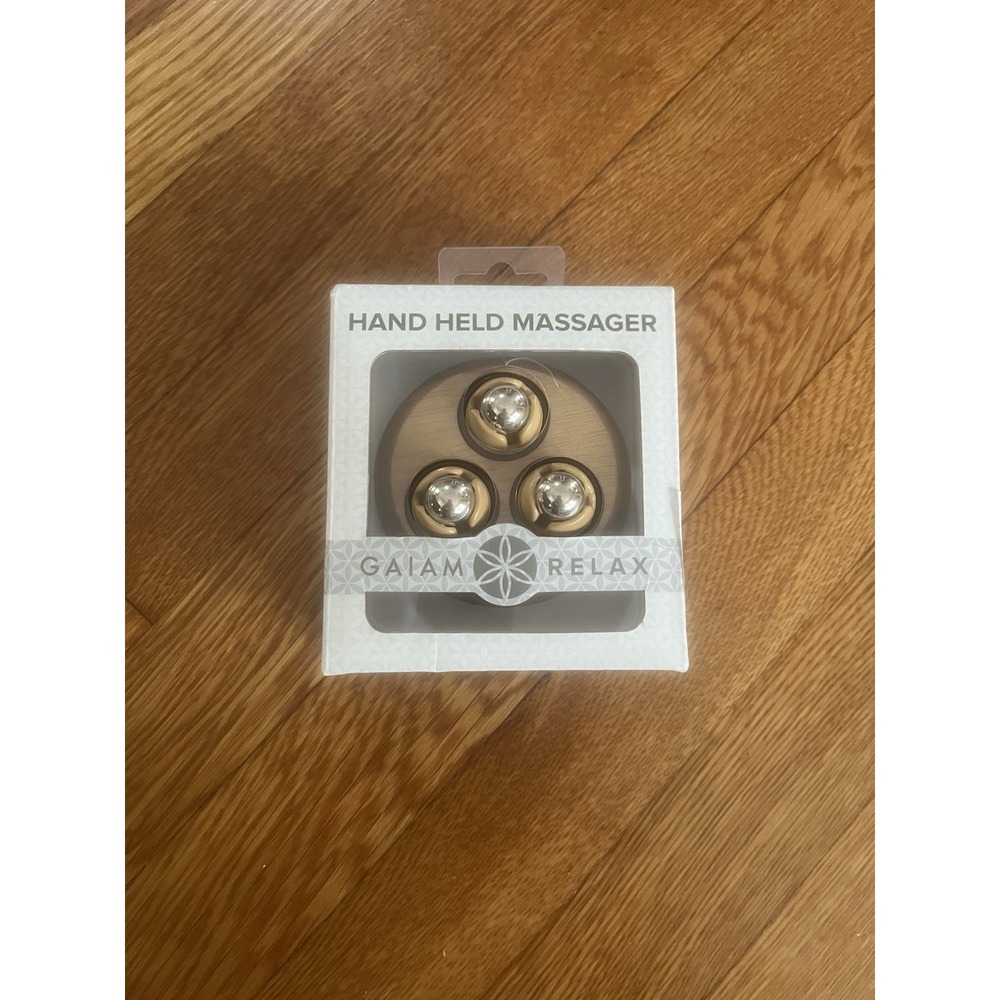 New in Box Gaiam‎ Relax Hand-Held Massager - Brown Wood Roller